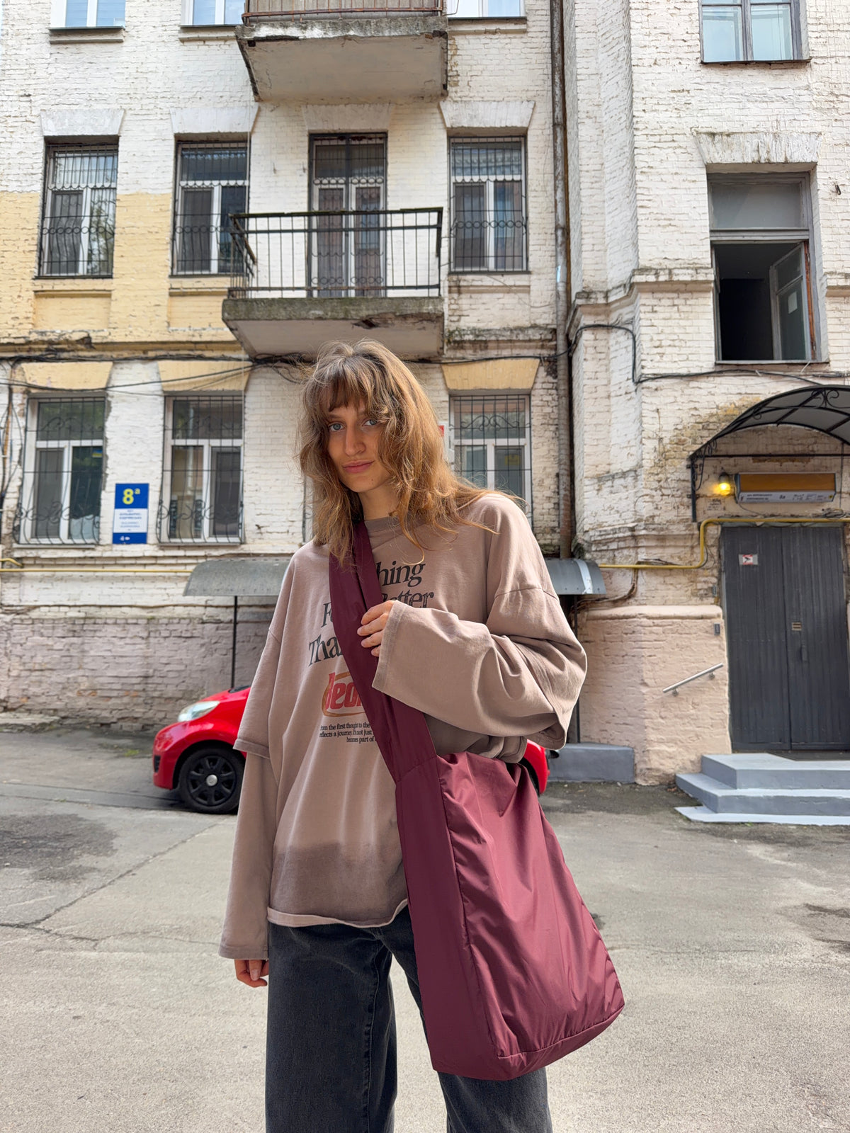 Шопер з плащівки Twelve bag бордовий