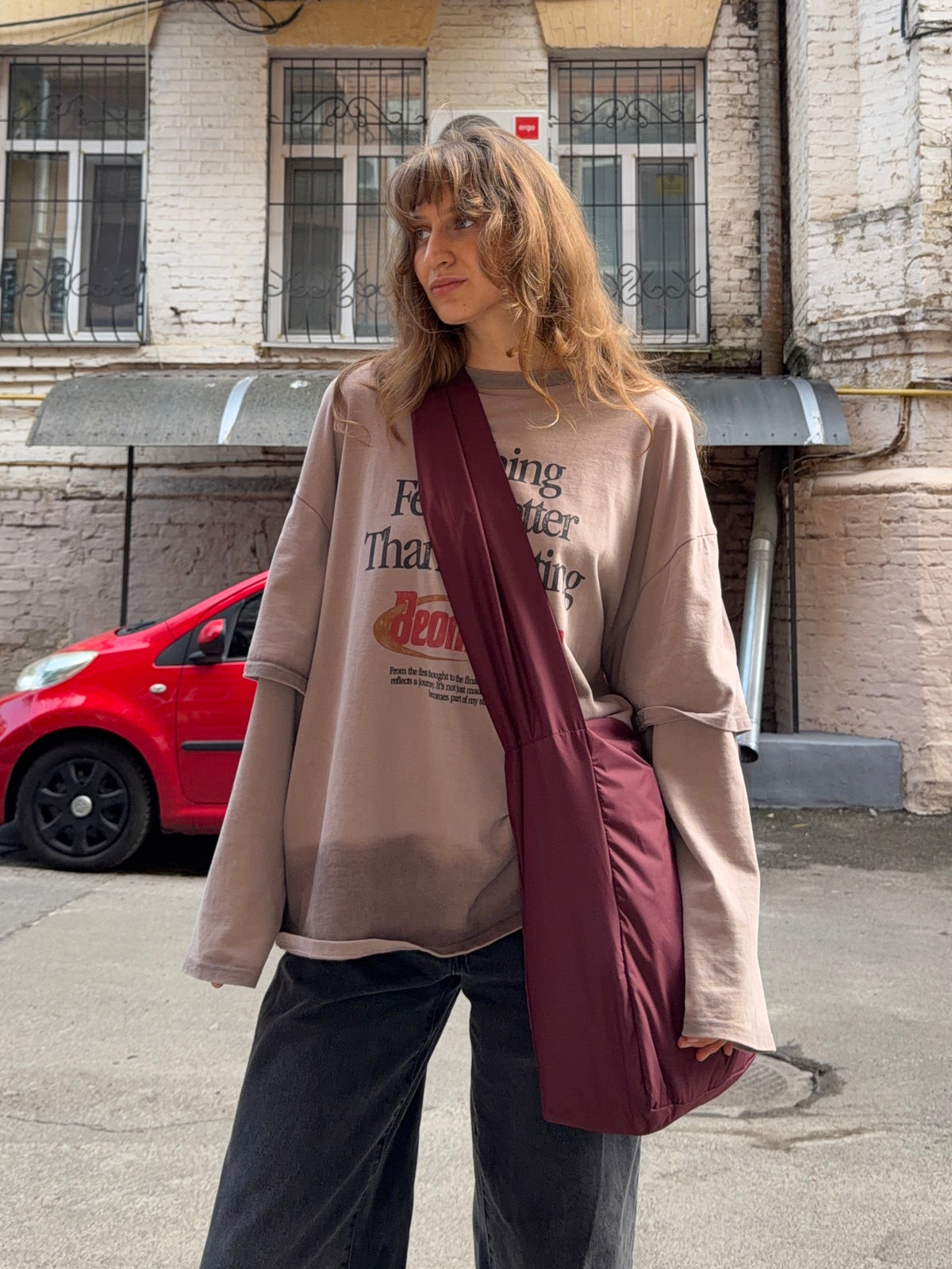 Шопер з плащівки Twelve bag бордовий