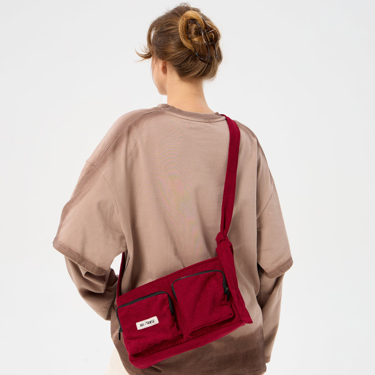 Вельветова сумка Velvet bag бордова