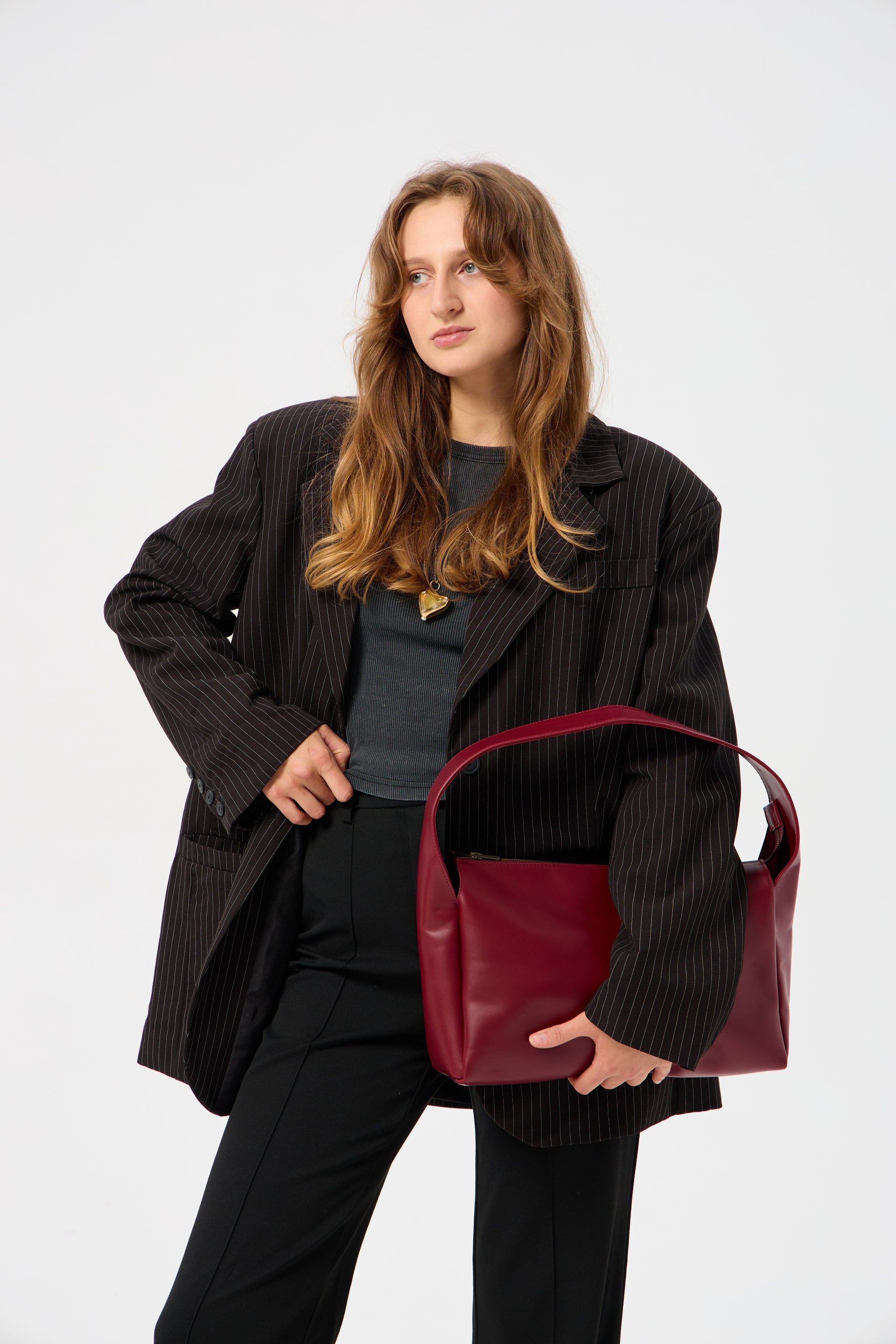 Бордова сумка зі шкіри Cut bag